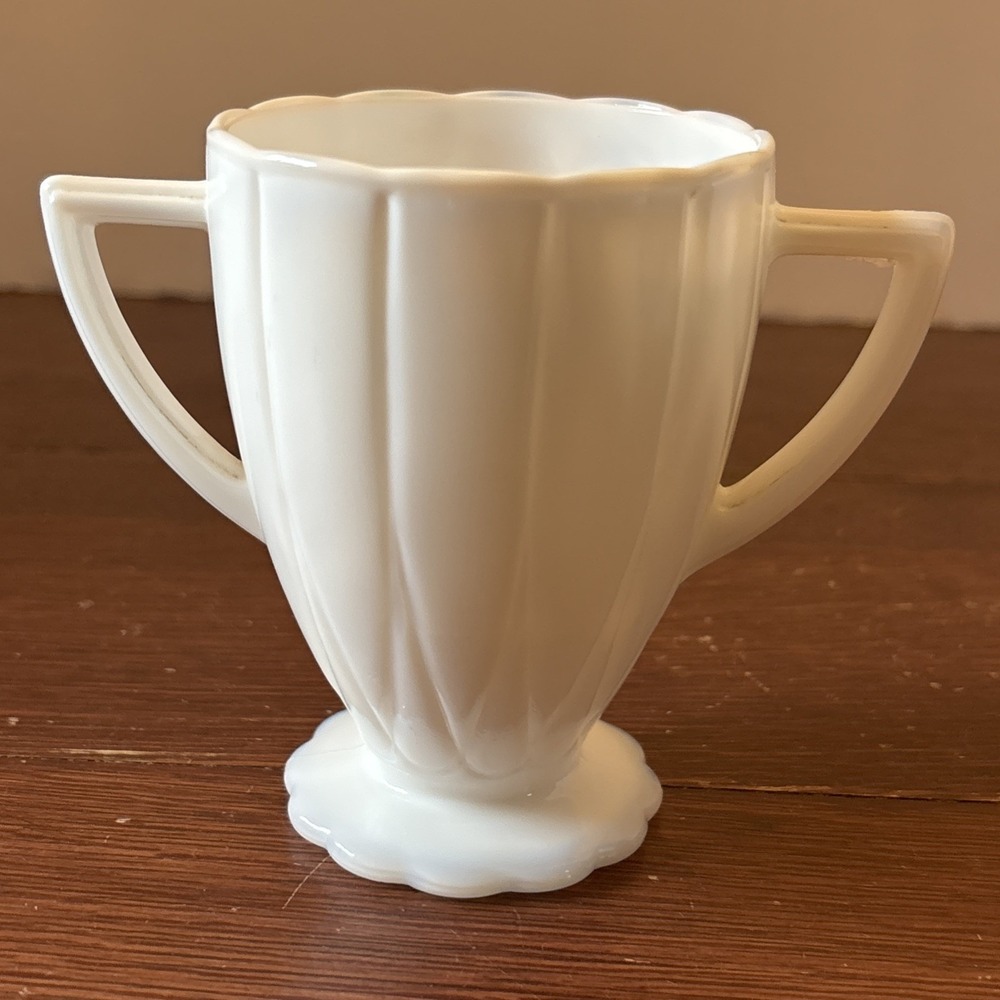 Vintage Sugar Bowl‎ Hazel Atlas Platonite Glass White 1940s 1950s
